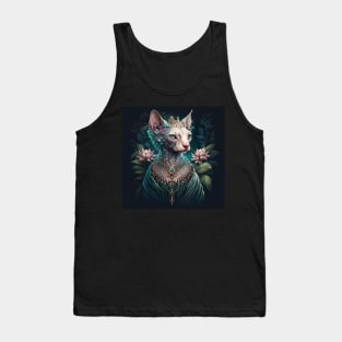 Majestic Floral Goddess Sphynx Tank Top